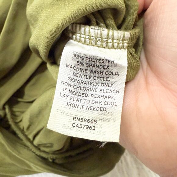 Women Open Edit Ruched Sleeveless V-neck Top In Olive Sphagnum Size Extra Small - Picture 7 of 8
